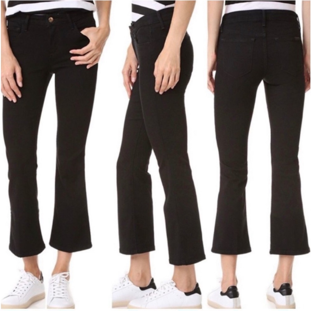 Joe's Jeans Flawless Olivia Midrise Cropped Flare Jean in black. Size 24.